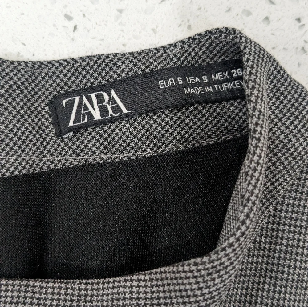 Zara gray front chest cut out Houndstooth sheath mini dress long sleeves size S - Picture 10 of 12